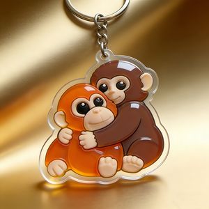Clear Holographic Cute Cartoon Monkey Acrylic Key Chain DIY Acrylic Keyc... - Naike Gifts Jinjiang