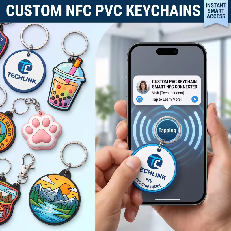 NFC Smart Chip Keychain PVC Keyring Tap To Share Digital Business Card K... - Naike Gifts Jinjiang